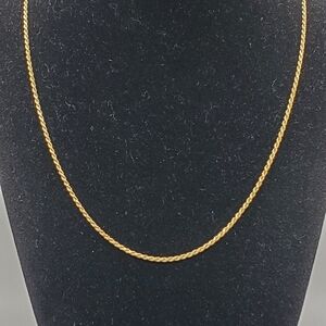 18k Gold Vermeil Rope Chain Necklace 1.5mm 18" Women Italy, NEW